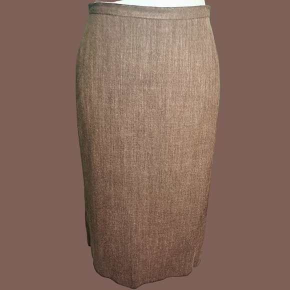 Vintage Dolce & Gabbana Brown Linen Blend Tweed Pencil Skirt IT Size 48 - Picture 3 of 16